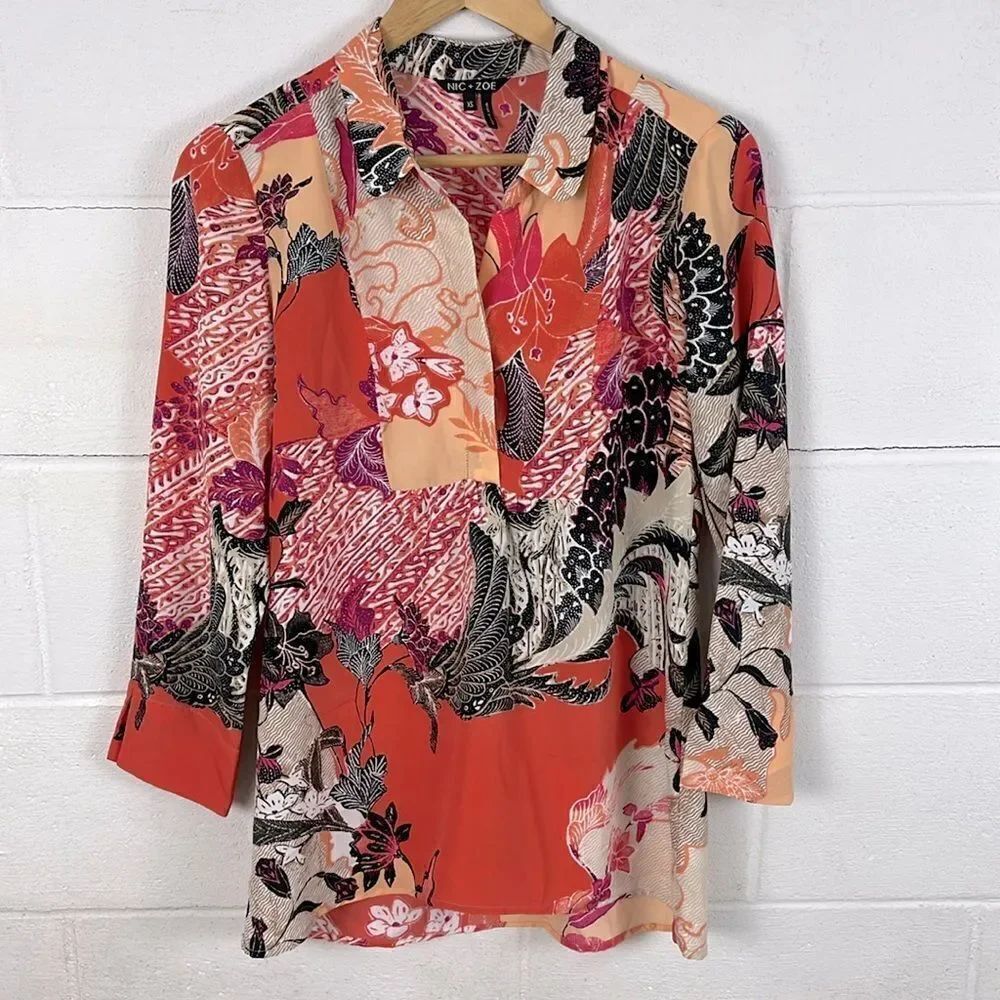 Nic + Zoe floral printed v-neck tunic top